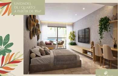 Imagem: O apartamento possui 1 Dormitório, 1 Banheiro, 1 Vaga na garagem