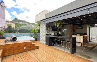 Imagem: O apartamento na cobertura possui 4 Dormitórios, 3 Banheiros