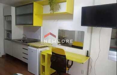 Imagem: O apartamento possui 1 Dormitório, 1 Banheiro, 1 Vaga na garagem