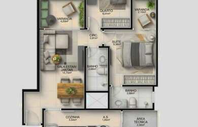 Imagem 6: Imóvel para venda tem 56 metros quadrados com 2 quartos em Jockey de...