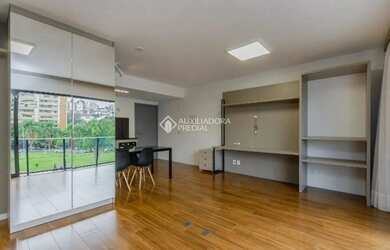 Imagem: O apartamento possui 1 Dormitório, 1 Banheiro, 1 Vaga na garagem