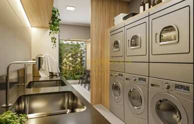 Imagem: O apartamento possui 1 Dormitório, 1 Banheiro, 1 Vaga na garagem