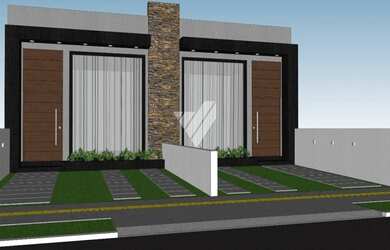 Imagem: A casa possui 3 Dormitórios, 1 Banheiro, 2 Vagas na garagem