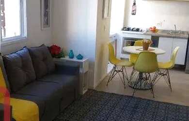 Imagem: O apartamento possui 1 Dormitório, 1 Banheiro, 1 Vaga na garagem