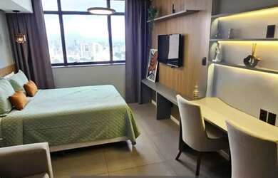 Imagem: O studio possui 1 Dormitório, 1 Banheiro, 1 Vaga na garagem