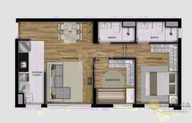 Imagem 3: Apartamento para Venda - 56.85m², 2 dormitórios, sendo 1 suites, 1 vaga - Partenon