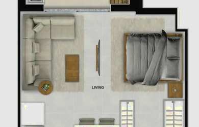 Imagem: O studio possui 1 Dormitório, 1 Banheiro, 1 Vaga na garagem