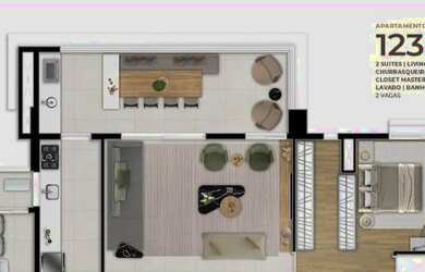 Imagem: O apartamento possui 4 Dormitórios, 4 Banheiros, 3 Vagas na