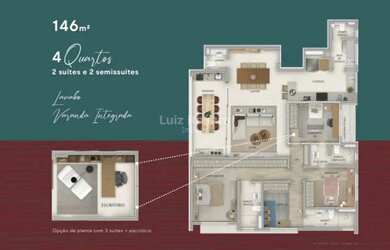Imagem 2: Apartamento de 4 quartos, sendo 2 suítes e 2 semissuítes, à venda no...