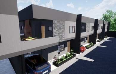 Imagem: A casa em condomínio possui 3 Dormitórios, 1 Banheiro, 2 Vagas