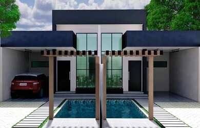 Imagem: A casa possui 3 Dormitórios, 2 Banheiros, 1 Vaga na garagem