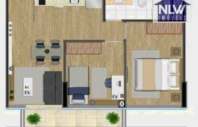 Imagem: O apartamento possui 2 Dormitórios, 1 Banheiro, 51m² de Área