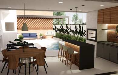 Imagem: A casa possui 4 Dormitórios, 5 Banheiros, 4 Vagas na garagem