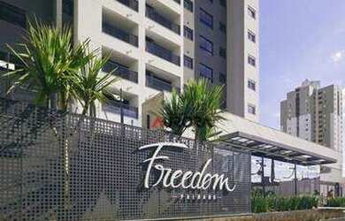 Imagem: O apartamento possui 1 Dormitório, 2 Banheiros, 1 Vaga na garagem