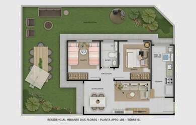 Imagem 3: Mirante das Flores / Apartamento 2 Qts / 1 Vaga na Ponta Negra