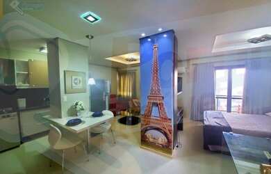 Imagem: O apartamento possui 1 Dormitório, 1 Banheiro, 1 Vaga na garagem