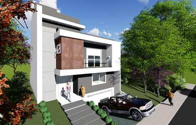 Imagem: A casa possui 4 Dormitórios, 4 Banheiros, 4 Vagas na garagem