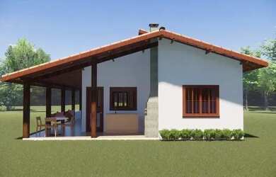 Imagem: A casa possui 3 Dormitórios, 2 Banheiros, 2 Vagas na garagem