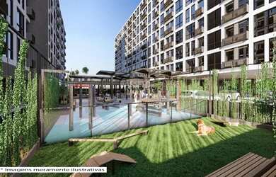 Imagem: O apartamento possui 1 Dormitório, 1 Banheiro, 1 Vaga na garagem