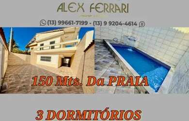 Imagem: A casa possui 3 Dormitórios, 2 Banheiros, 3 Vagas na garagem