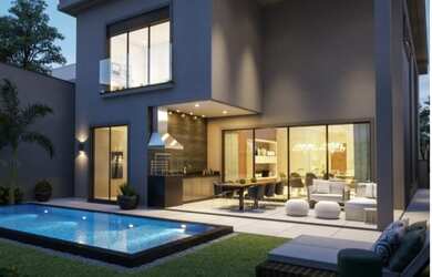 Imagem: A casa em condomínio possui 4 Dormitórios, 5 Banheiros, 4