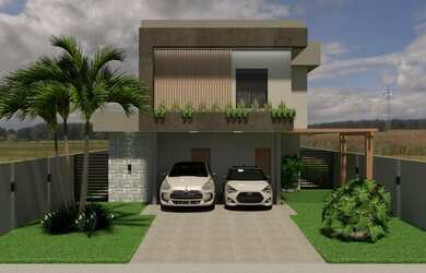 Imagem: A casa em condomínio possui 4 Dormitórios, 4 Banheiros, 2