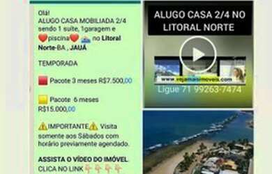 Imagem 1: CASA 2/4, PISCINA,GARAGEM, EM JAUÁ TEMPORADA PERÍODO MÍNIMO 3 MESES