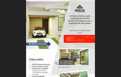 Imagem: A casa possui 3 Dormitórios, 2 Banheiros, 2 Vagas na garagem