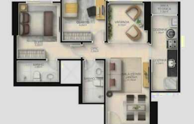 Imagem 7: Imóvel para venda tem 56 metros quadrados com 2 quartos em Jockey de...