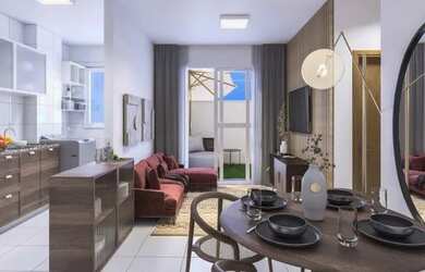 Imagem: O apartamento possui 2 Dormitórios, 1 Banheiro, 1 Vaga na garagem