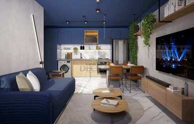 Imagem: O apartamento possui 1 Dormitório, 1 Banheiro, 1 Vaga na garagem