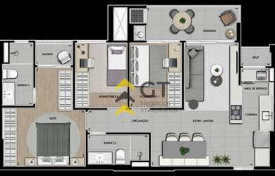 Imagem 7: Apartamento à venda, 87 m² por R$ 826.200,00 - Gleba Fazenda Palhano...