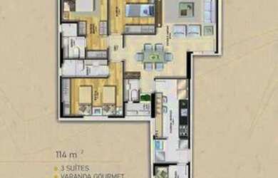 Imagem: O apartamento possui 3 Dormitórios, 3 Banheiros, 2 Vagas na