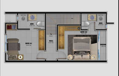 Imagem: A casa em condomínio possui 2 Dormitórios, 2 Banheiros, 1