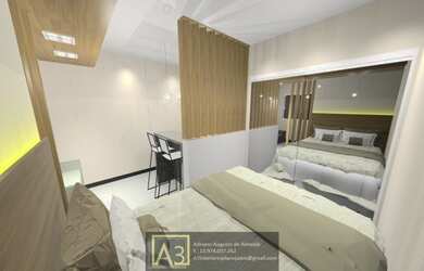 Imagem: O apartamento possui 1 Dormitório, 1 Banheiro, 1 Vaga na garagem