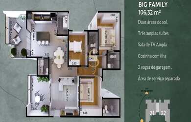 Imagem 3: SMART VI BLACK. 106m² de Área, 2 Vagas na garageme3 Dormitórios