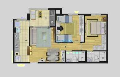 Imagem: O apartamento possui 2 Dormitórios, 2 Banheiros, 1 Vaga na