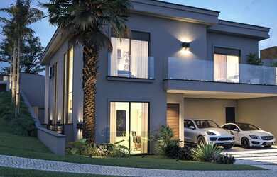 Imagem: A casa em condomínio possui 4 Dormitórios, 5 Banheiros e 399m²