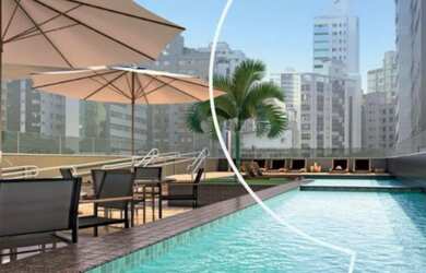 Imagem: O apartamento possui 1 Dormitório, 1 Banheiro, 2 Vagas na garagem