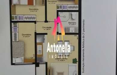 Imagem: A casa possui 3 Dormitórios, 1 Banheiro, 2 Vagas na garagem