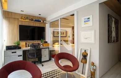 Imagem: O apartamento possui 1 Dormitório, 1 Banheiro, 1 Vaga na garagem