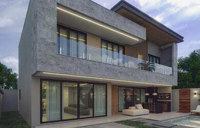 Imagem: A casa em condomínio possui 4 Dormitórios, 4 Banheiros, 2