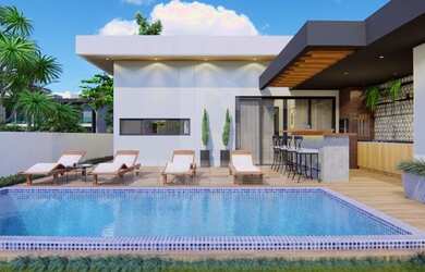 Imagem: A casa em condomínio possui 3 Dormitórios, 1 Banheiro, 4 Vagas