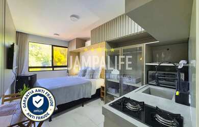 Imagem: O studio possui 1 Dormitório, 1 Banheiro, 19m² de Área e