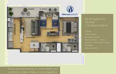 Imagem 7: Vendo apartamento na planta 1, 2 e 3 quartos - 41 ou 53,69 ou 66,67 m²...