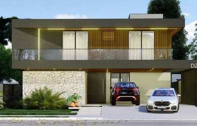 Imagem: A casa em condomínio possui 4 Dormitórios, 4 Banheiros, 4