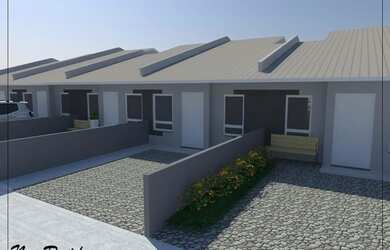 Imagem: A casa possui 3 Dormitórios, 1 Banheiro, 2 Vagas na garagem