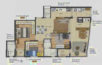 Imagem 5: Apartamento com 3 dormitórios à venda, 93 m² por R$ 1.270.000,00 - Vila Adyana - São José