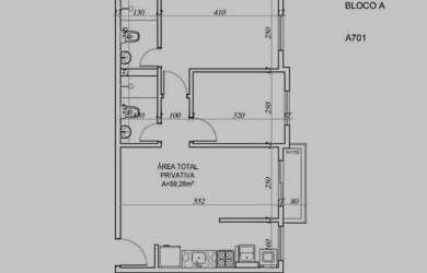 Imagem: O apartamento possui 2 Dormitórios, 1 Banheiro, 1 Vaga na garagem