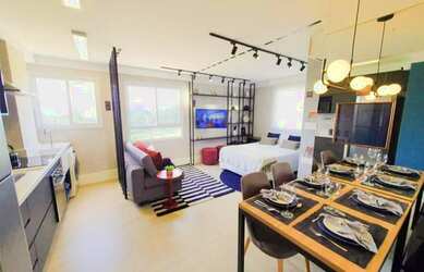 Imagem: O apartamento possui 1 Dormitório, 1 Banheiro, 1 Vaga na garagem